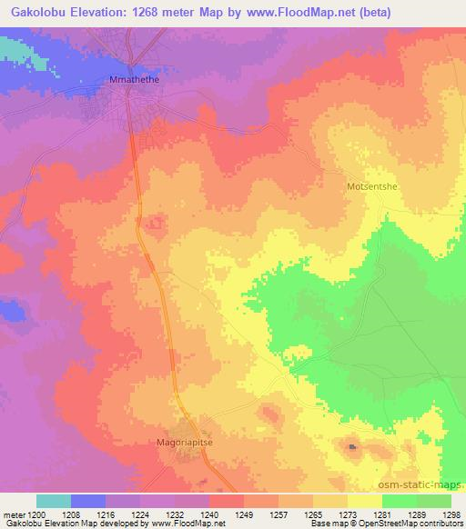 Gakolobu,Botswana Elevation Map