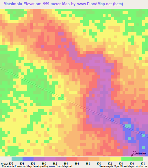 Matsimola,Botswana Elevation Map