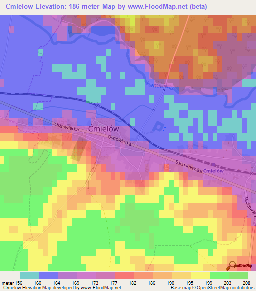Cmielow,Poland Elevation Map