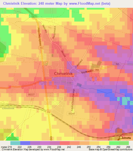 Chmielnik,Poland Elevation Map