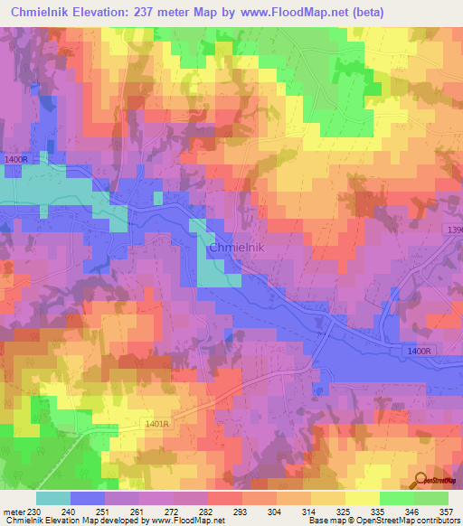 Chmielnik,Poland Elevation Map