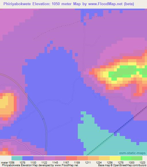 Phiriyabokwete,Botswana Elevation Map