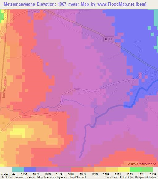 Metsemaswaane,Botswana Elevation Map
