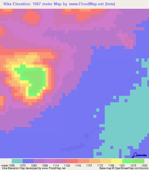 Kika,Botswana Elevation Map