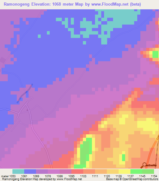 Ramonogeng,Botswana Elevation Map