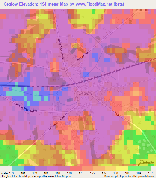 Ceglow,Poland Elevation Map