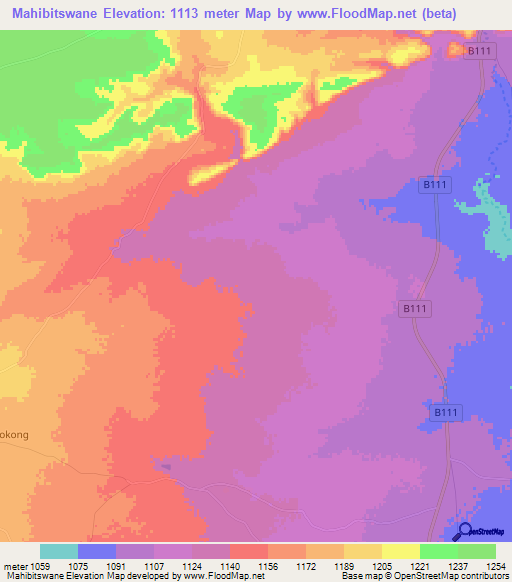 Mahibitswane,Botswana Elevation Map