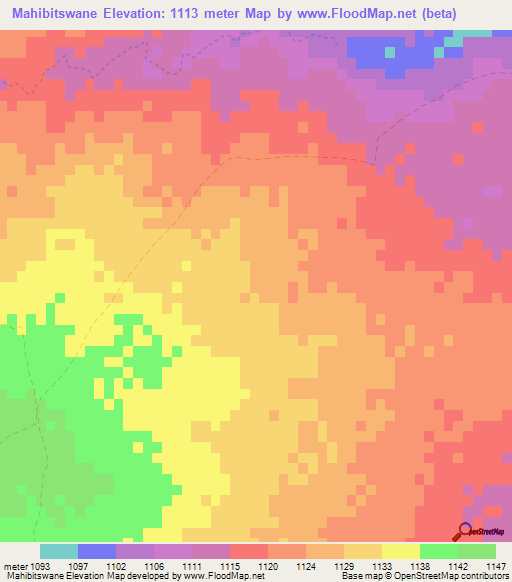 Mahibitswane,Botswana Elevation Map