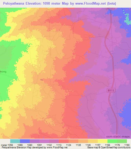 Peloyatlwana,Botswana Elevation Map