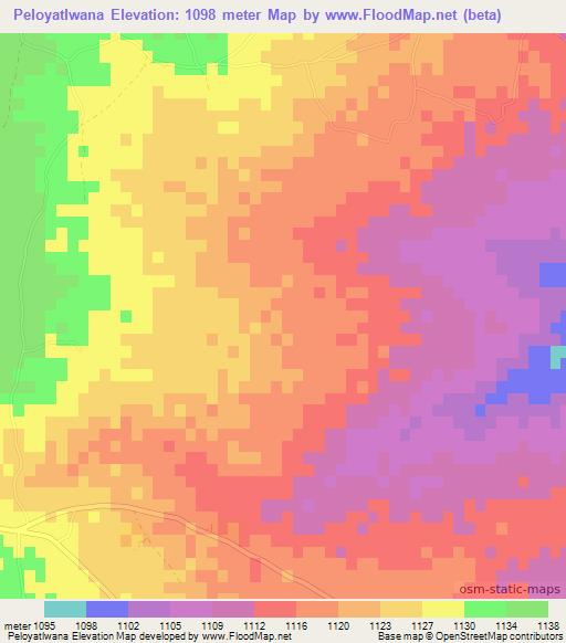 Peloyatlwana,Botswana Elevation Map