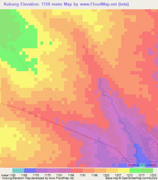 Kubung,Botswana Elevation Map