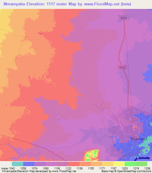 Mmampaba,Botswana Elevation Map