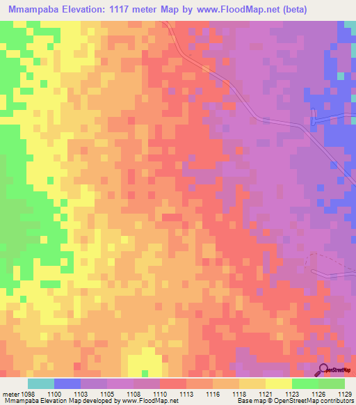 Mmampaba,Botswana Elevation Map