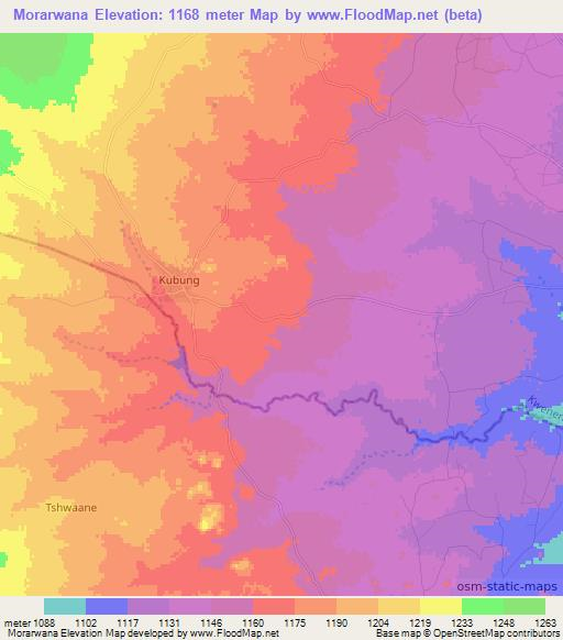 Morarwana,Botswana Elevation Map