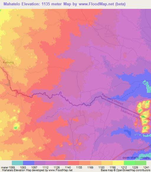 Mahatelo,Botswana Elevation Map