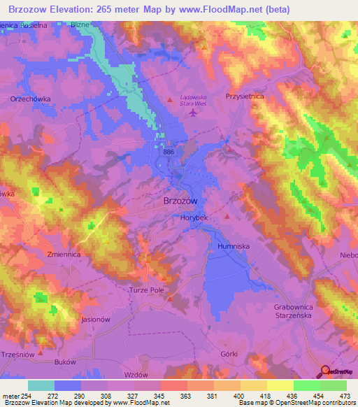 Brzozow,Poland Elevation Map
