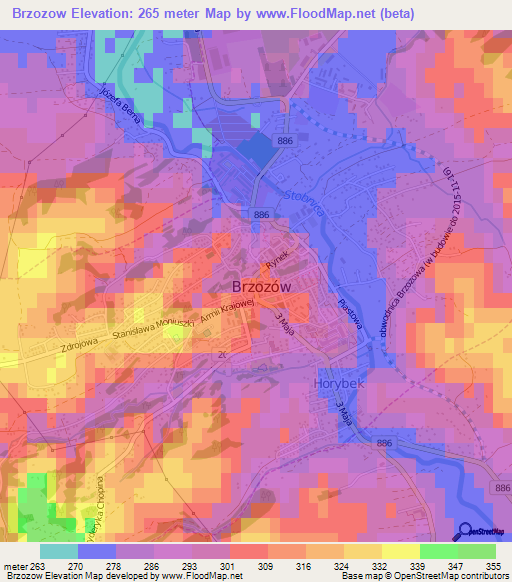 Brzozow,Poland Elevation Map