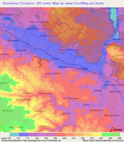 Brzostowa,Poland Elevation Map
