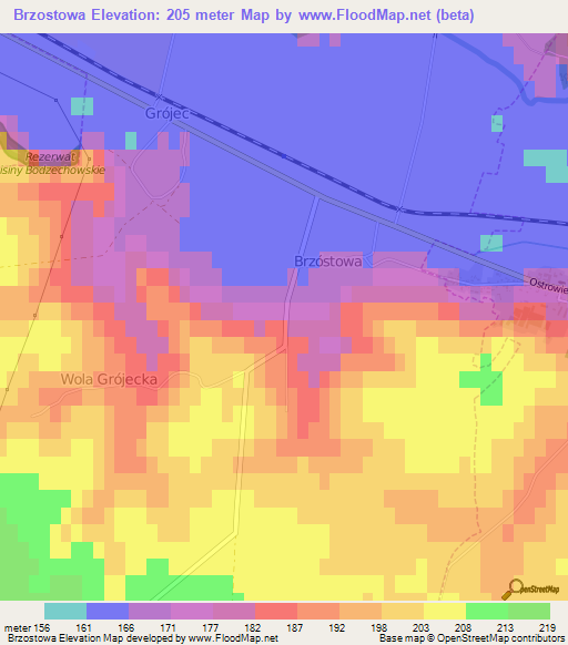 Brzostowa,Poland Elevation Map