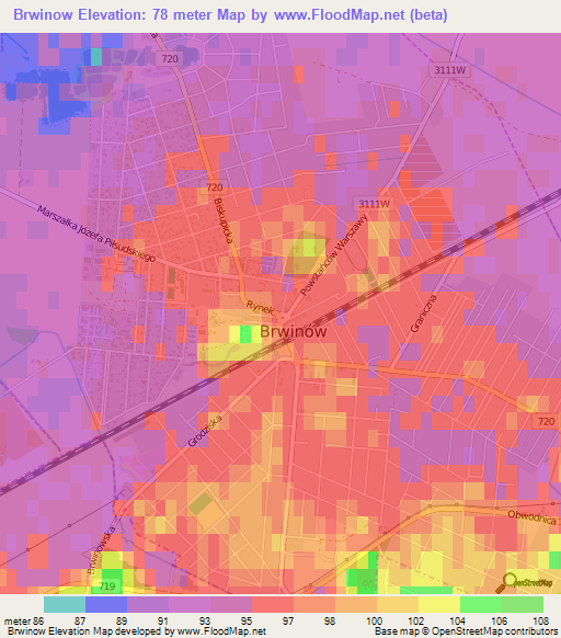 Brwinow,Poland Elevation Map