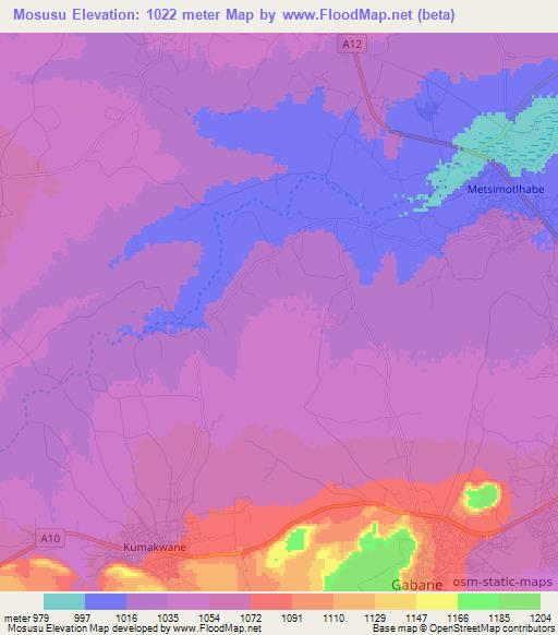 Mosusu,Botswana Elevation Map