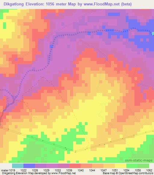 Dikgatlong,Botswana Elevation Map