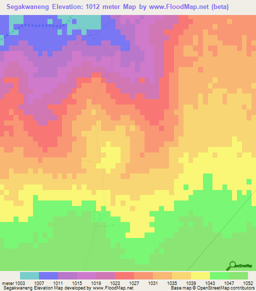 Segakwaneng,Botswana Elevation Map