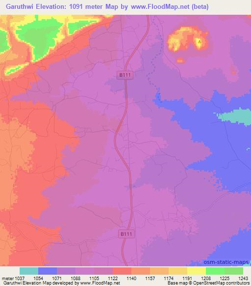 Garuthwi,Botswana Elevation Map