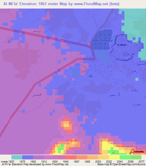 Al Mi`la',Yemen Elevation Map