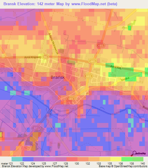 Bransk,Poland Elevation Map