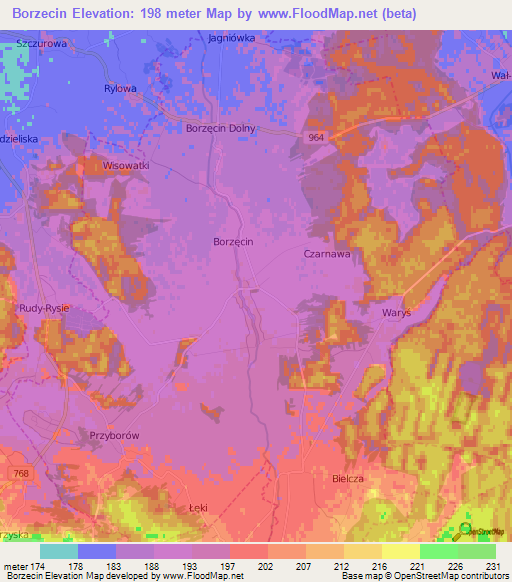 Borzecin,Poland Elevation Map