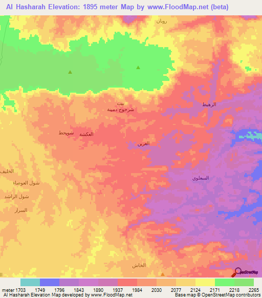 Al Hasharah,Yemen Elevation Map