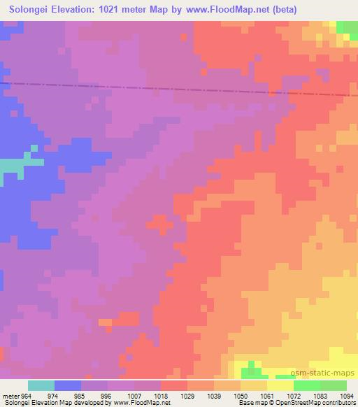 Solongei,Sudan Elevation Map