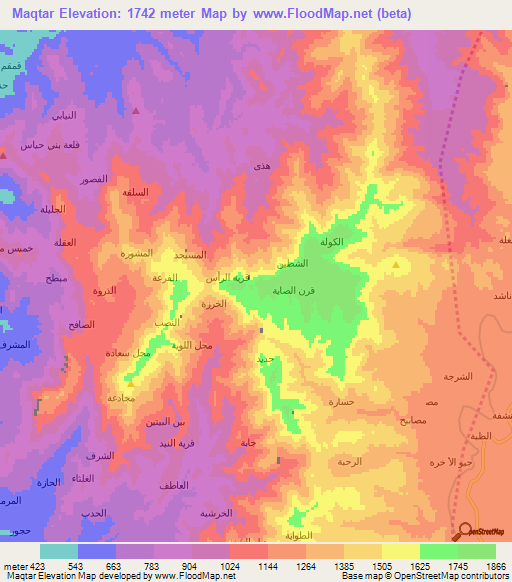 Maqtar,Yemen Elevation Map
