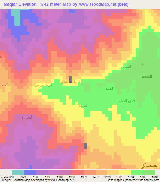 Maqtar,Yemen Elevation Map