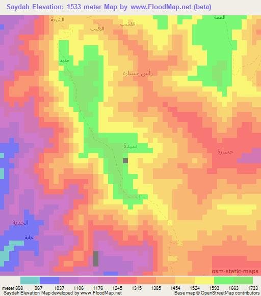 Saydah,Yemen Elevation Map