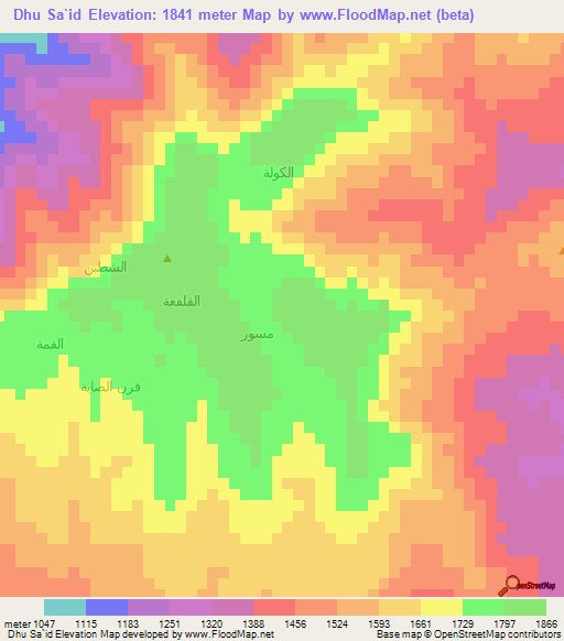 Dhu Sa`id,Yemen Elevation Map