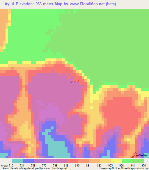 `Ayuri,Yemen Elevation Map