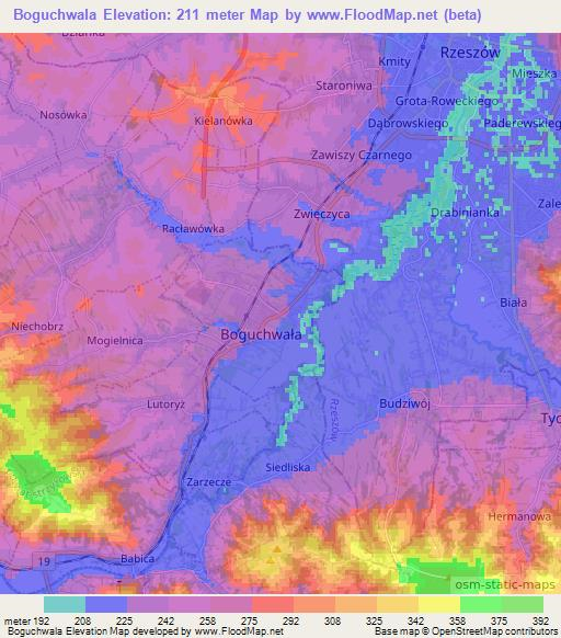 Boguchwala,Poland Elevation Map