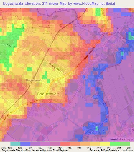 Boguchwala,Poland Elevation Map