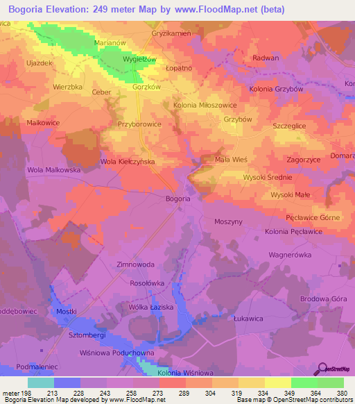 Bogoria,Poland Elevation Map