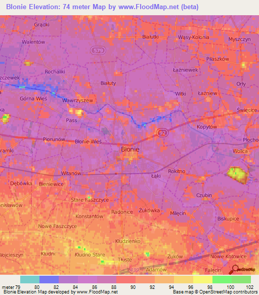 Blonie,Poland Elevation Map