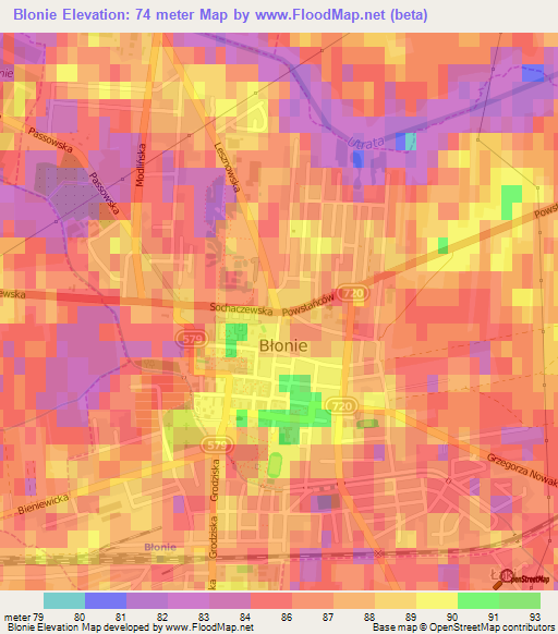 Blonie,Poland Elevation Map