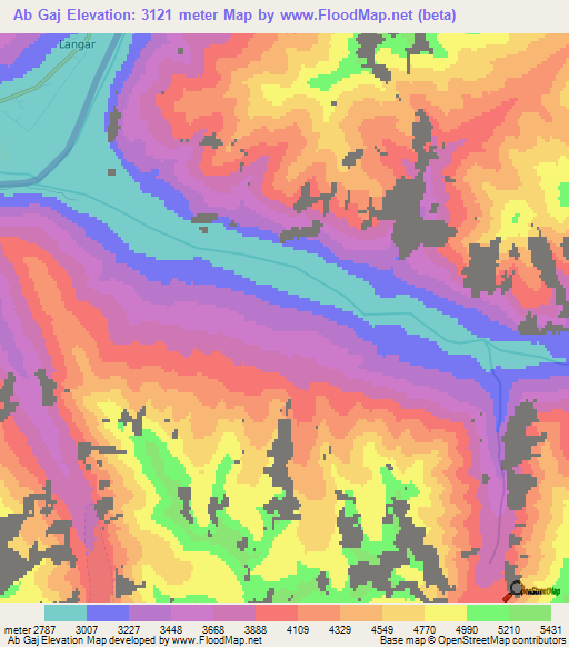 Ab Gaj,Afghanistan Elevation Map