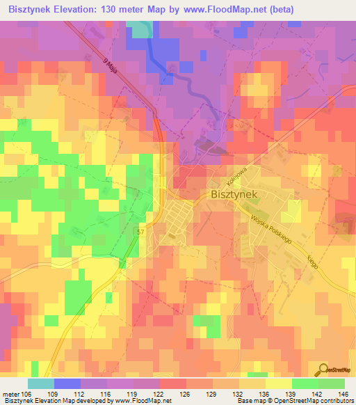 Bisztynek,Poland Elevation Map