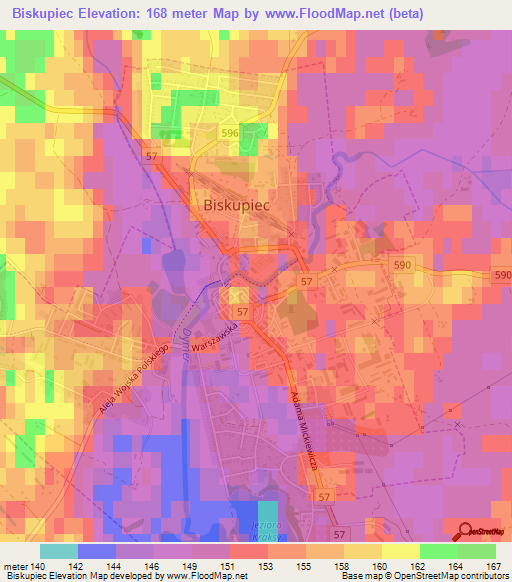Biskupiec,Poland Elevation Map