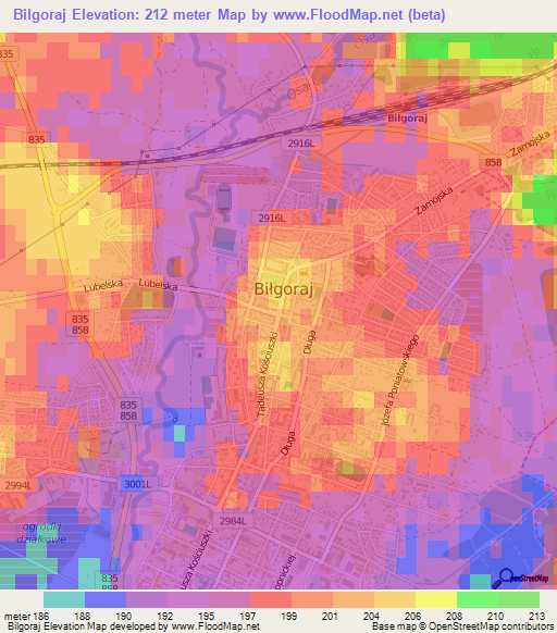 Bilgoraj,Poland Elevation Map
