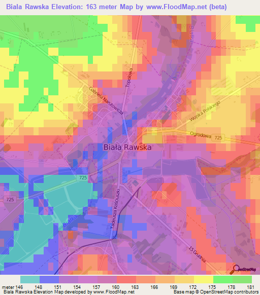 Biala Rawska,Poland Elevation Map