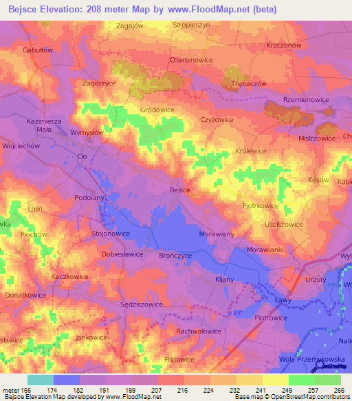 Bejsce,Poland Elevation Map