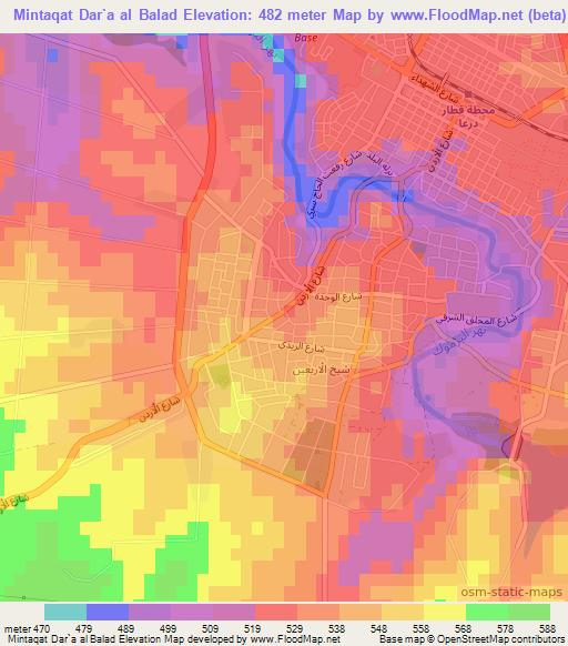 Mintaqat Dar`a al Balad,Syria Elevation Map